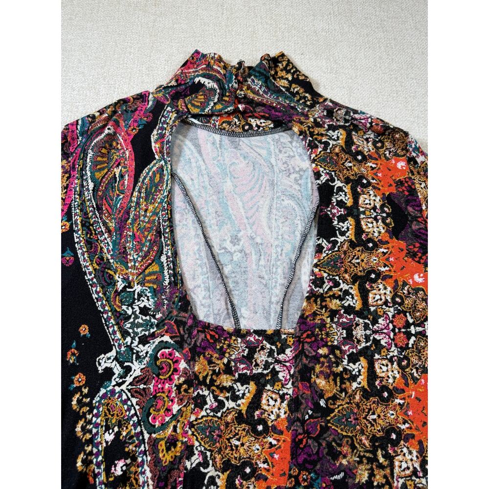 Free People Women Large Black Long Sleeve Knee Length Artsy Goth Carnival Dress - Picture 11 of 11
